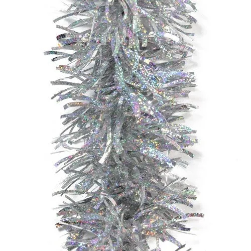 10' Holographic Silver Wave Tinsel Garland