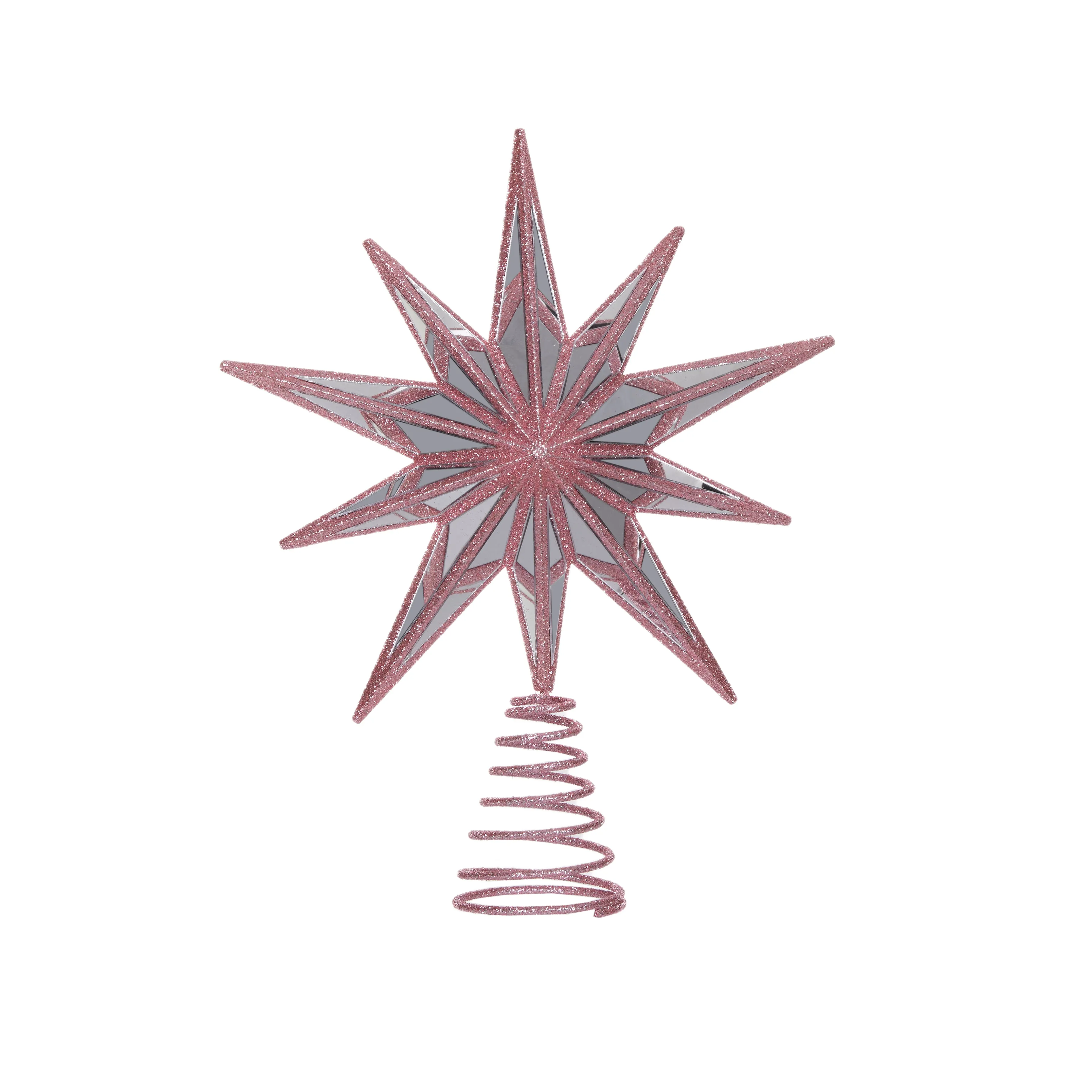 10 Point Mirrored Tree Topper Star Pink