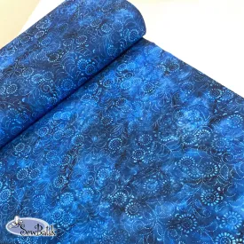 112" Wide Batik - Medora Flora - Twilight Blue