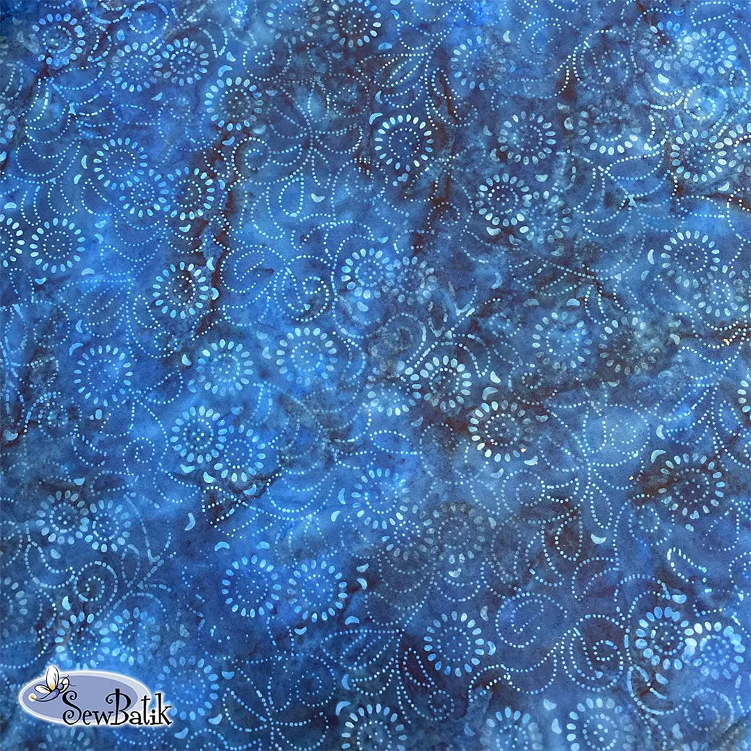 112" Wide Batik - Medora Flora - Twilight Blue