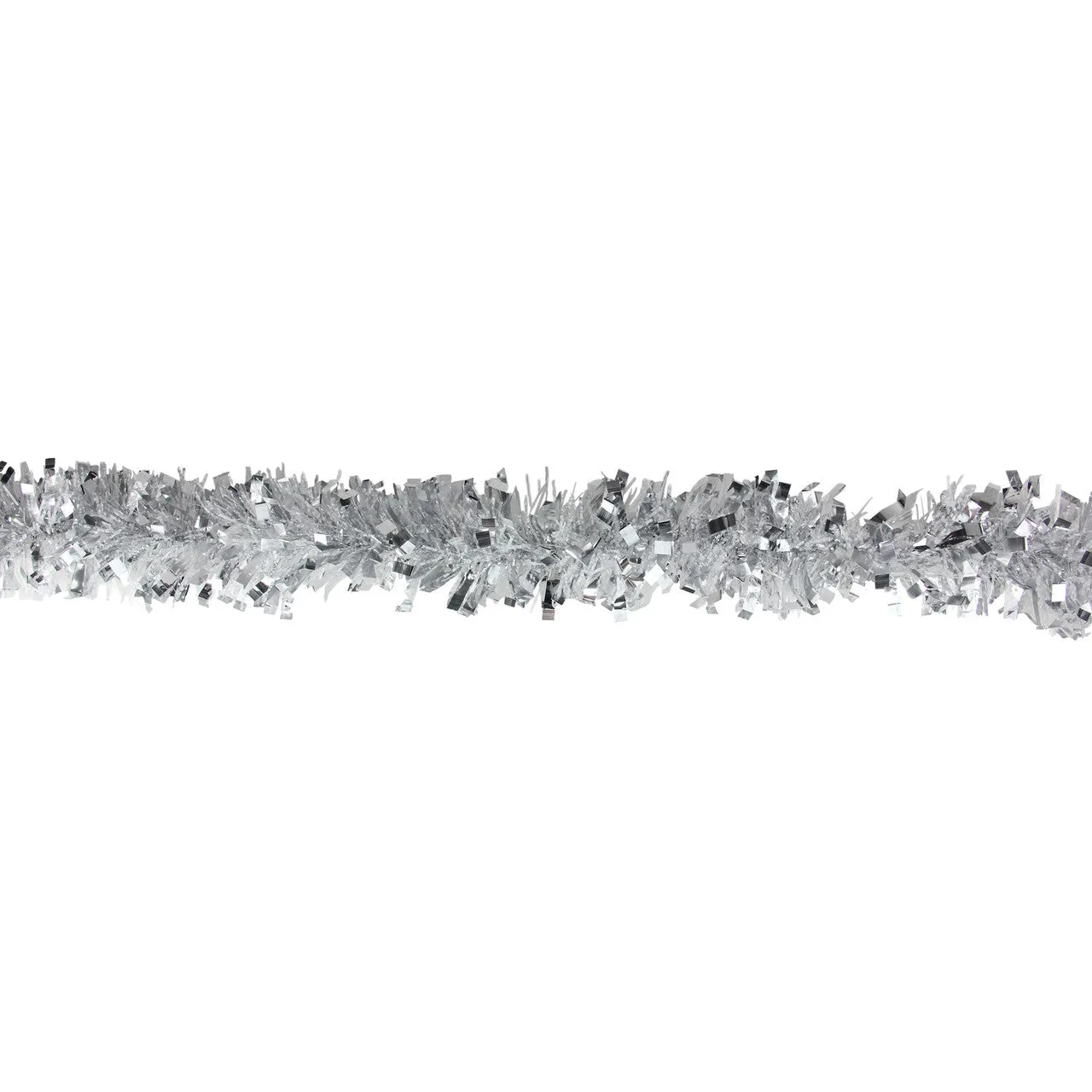 12' Shiny Silver Christmas Tinsel Garland with Holographic Snowflakes - Unlit