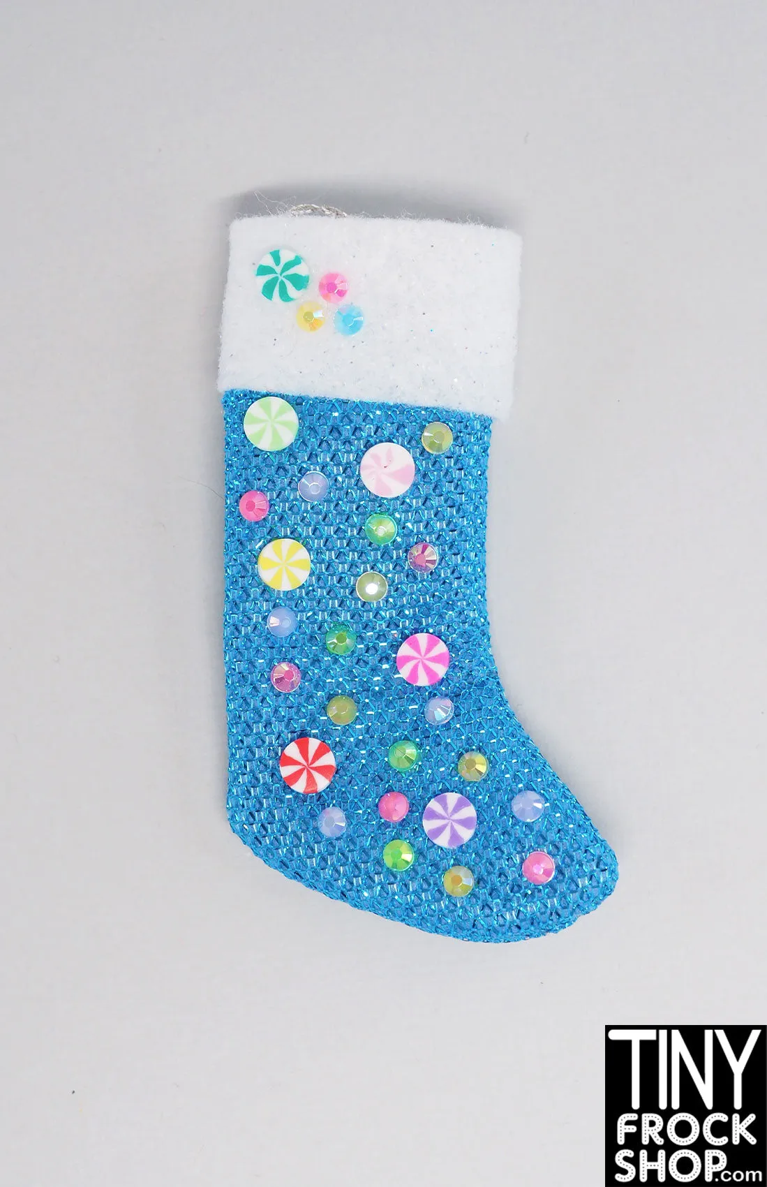 12" Fashion Doll Sparkly Blue Decorated Christmas Stockings By Ash Decker - 8 Styles