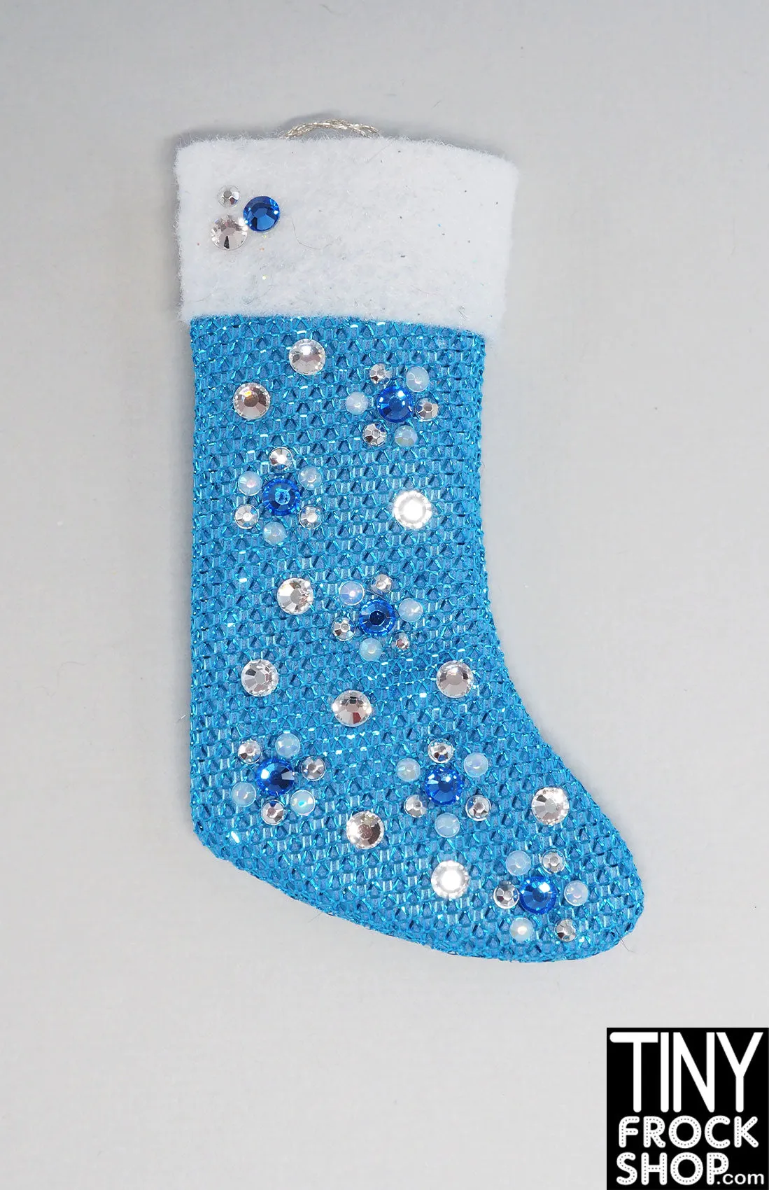 12" Fashion Doll Sparkly Blue Decorated Christmas Stockings By Ash Decker - 8 Styles