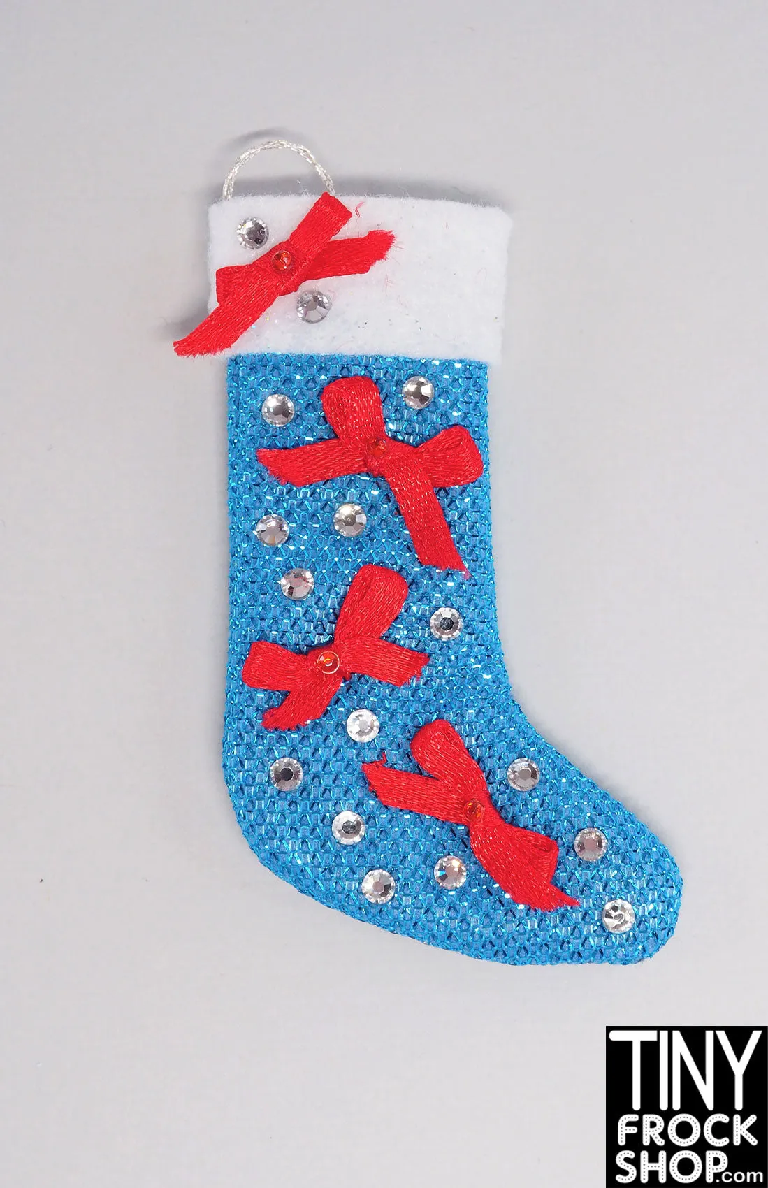 12" Fashion Doll Sparkly Blue Decorated Christmas Stockings By Ash Decker - 8 Styles