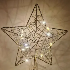 12" Pre-Lit Wire Wrapped Star Christmas Tree Topper