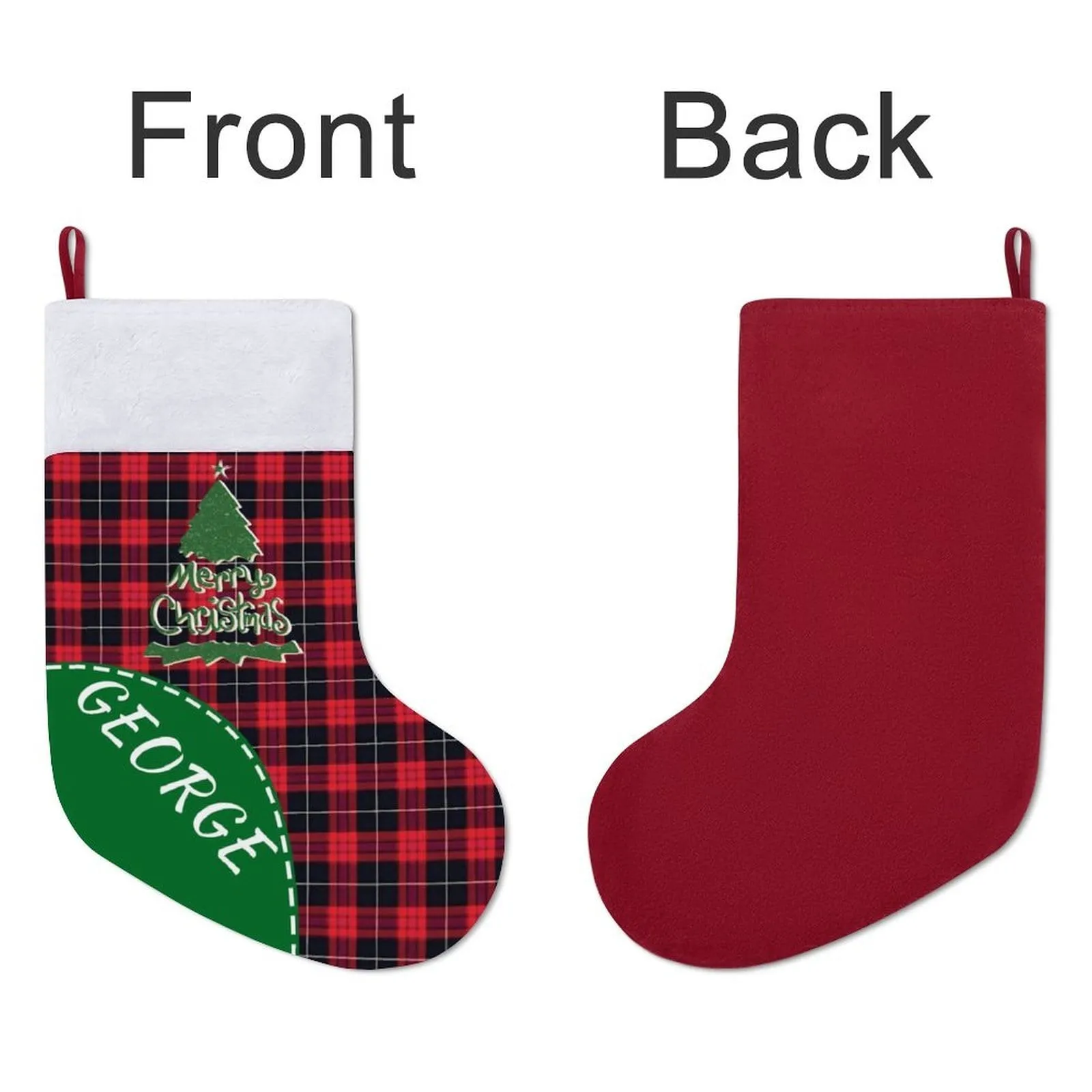 16.5in(L) Super Size-Custom Name Red Black Stripes Christmas Stocking