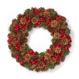 18.5" Pine Cone and Glitter Unlit Artificial Christmas Wreath - NH466313