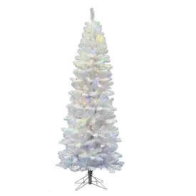 4.5' White Salem Pencil Pine Christmas Tree, Colored Dura-lit LED Lights