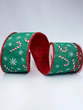 4" wired jacquard red and white candycane wired ribbon