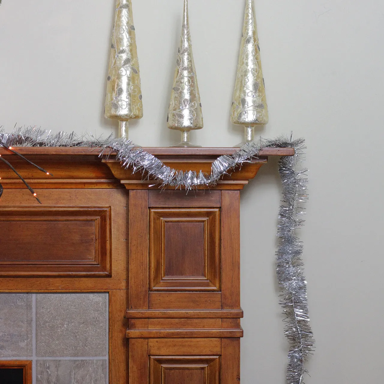 50' x 2.25" Silver Tinsel Artificial Christmas Garland - Unlit