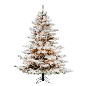 6.5' Flocked Alaskan Pine Artificial Christmas Tree Clear Dura-Lit lights