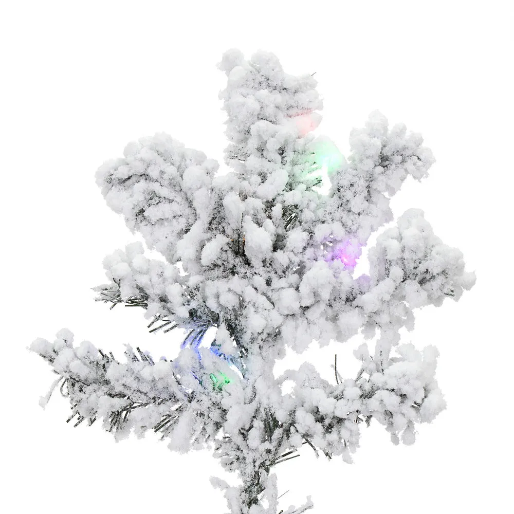 6.5' Flocked Alaskan Pine Artificial Christmas Tree Colored LED Dura-Lit lights