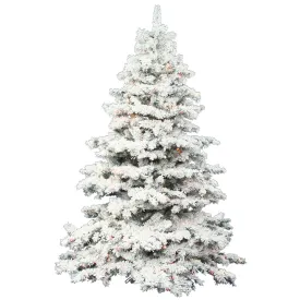 6.5' Flocked Alaskan Pine Artificial Christmas Tree Colored LED Dura-Lit lights