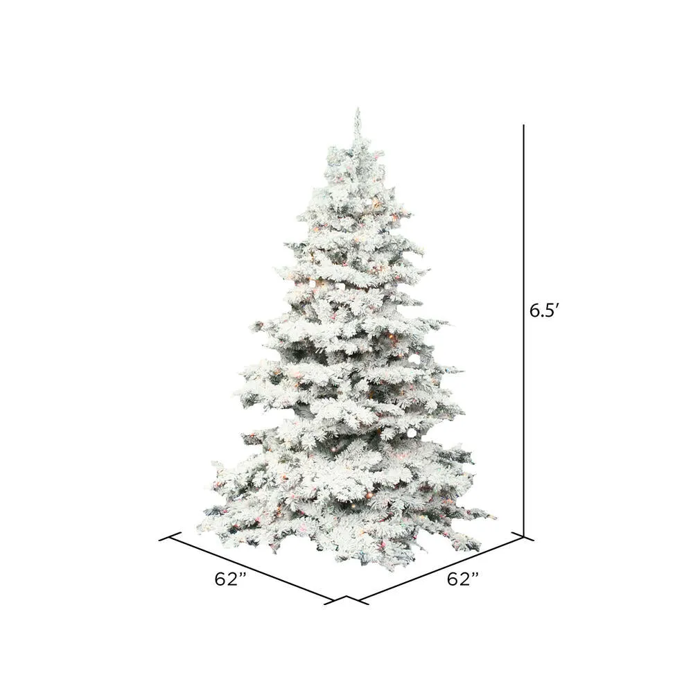 6.5' Flocked Alaskan Pine Artificial Christmas Tree Colored LED Dura-Lit lights