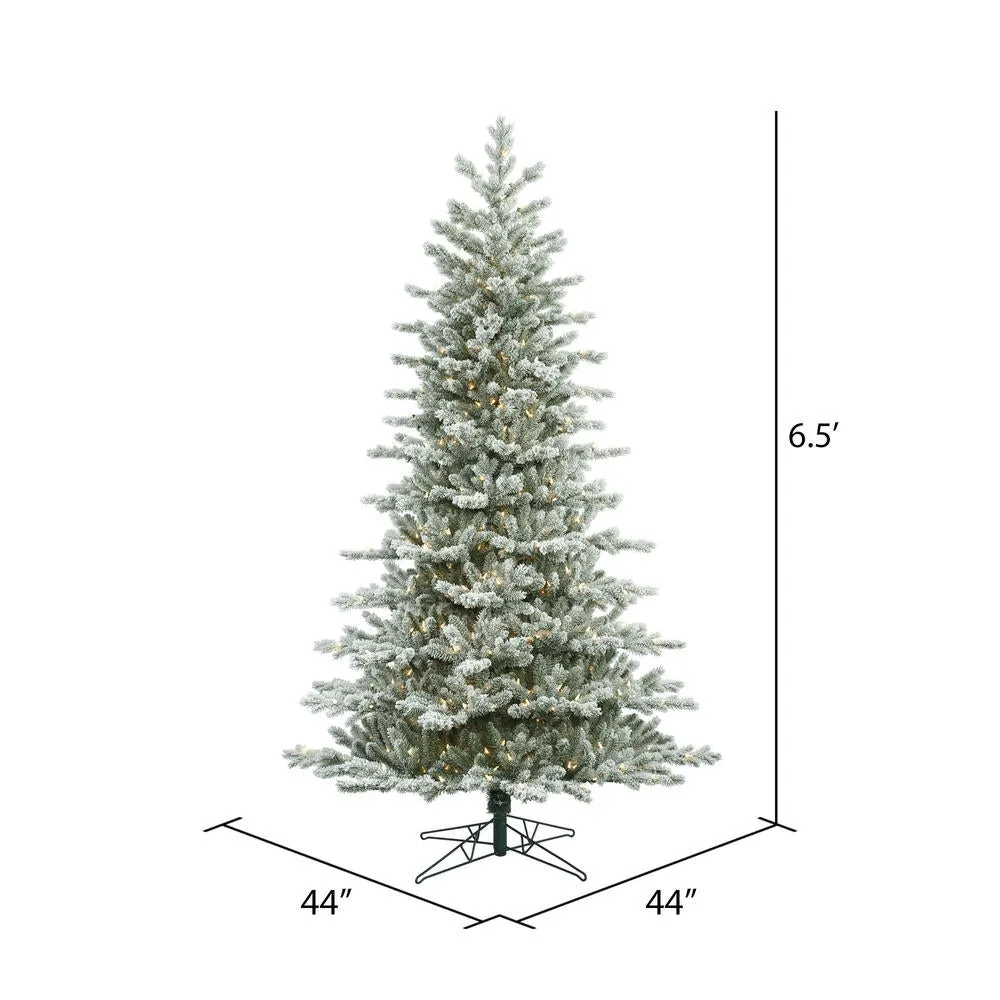 6.5' Frosted Eastern Fraser Fir Artificial Christmas Tree Clear Dura-lit Lights