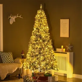 7.5 ft Christmas tree Flocked with 500 Warm white LED lights