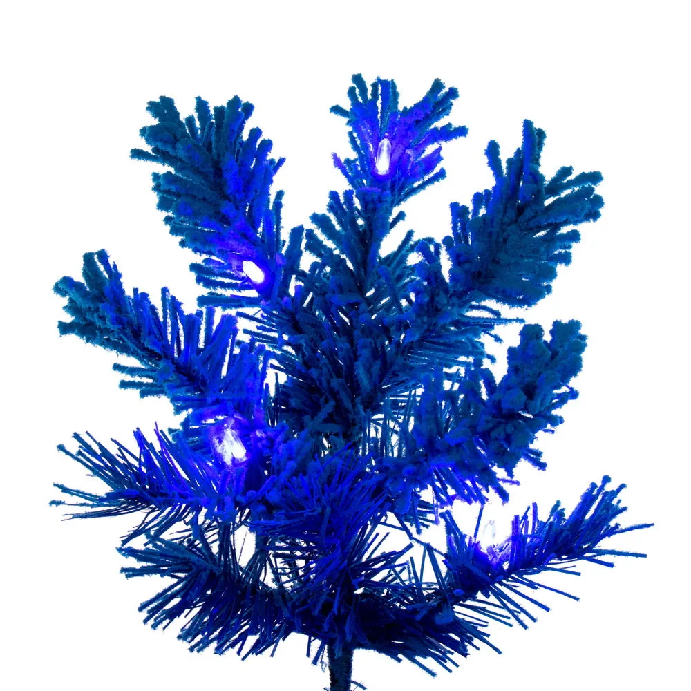 7.5' x 35" Flocked Turquoise Fir Artificial Pre-lit Xmas Tree Turquoise LED