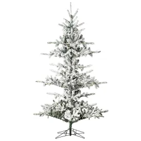 7.5' x 57" Flocked Yukon Display Artificial Christmas Tree with Warm White LED.