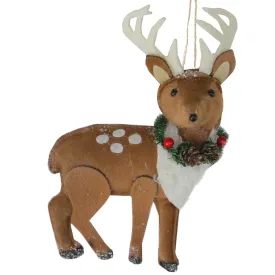 8" Brown and White Spot Reindeer with Antlers Christmas Ornament