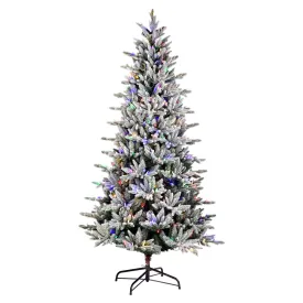 9' x 50" Flocked Vail Pine Artificial Christmas Tree Multi-colored Dura-Lit LED