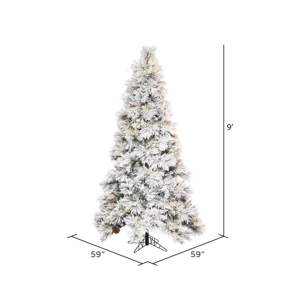 9' x 59" Flocked Atka Slim Tree Warm White Wide Angle 3mm Low Voltage LED