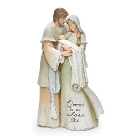 9" O Come Let Us Adore Him Holy Family Nativity Figurine by Karen Hah