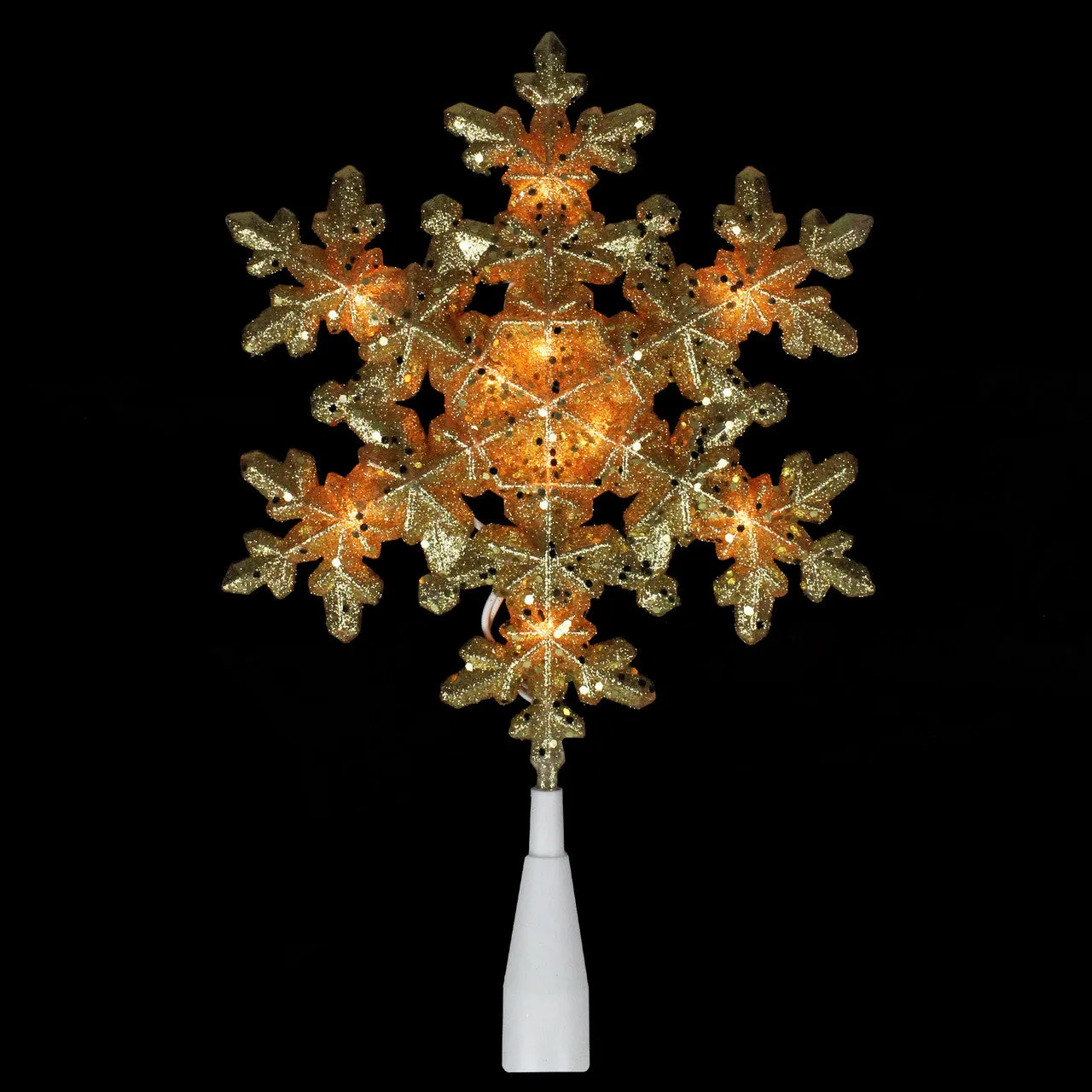 9" Pre-Lit Gold Snowflake Christmas Tree Topper - Clear Lights