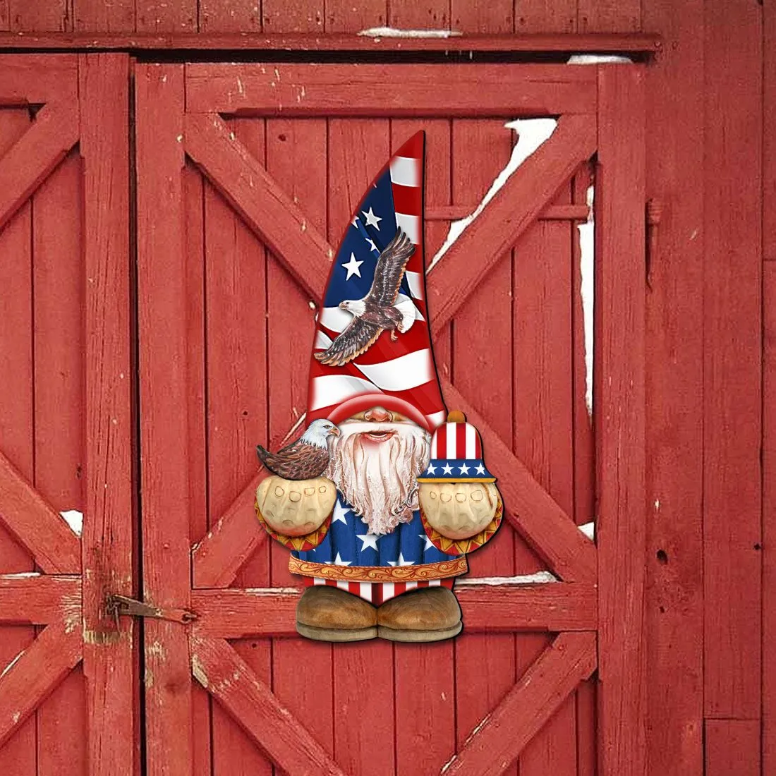 Americana Gnome Holiday Door Decor by G. DeBrekht - American Christmas Decor - 8611015H