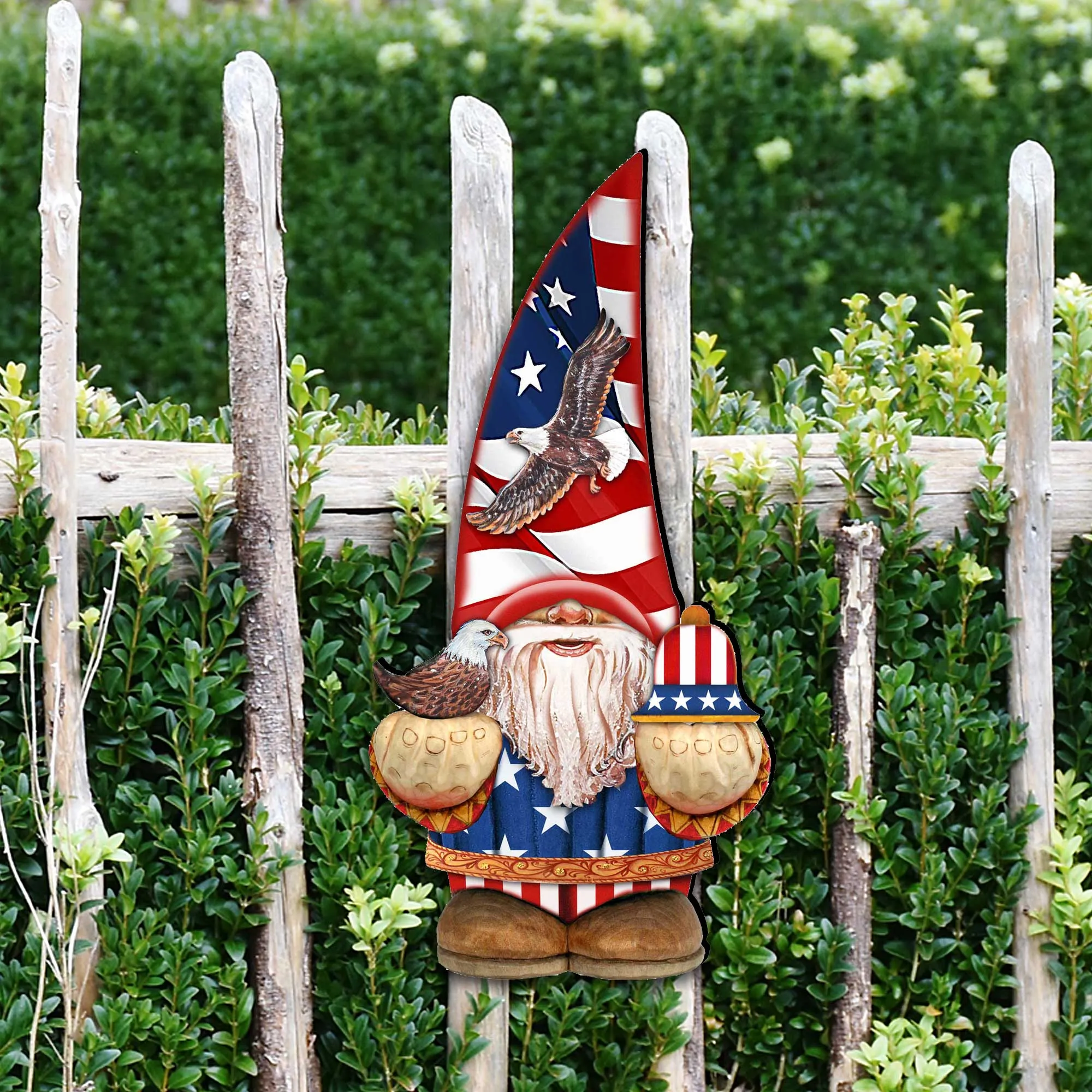 Americana Gnome Holiday Door Decor by G. DeBrekht - American Christmas Decor - 8611015H