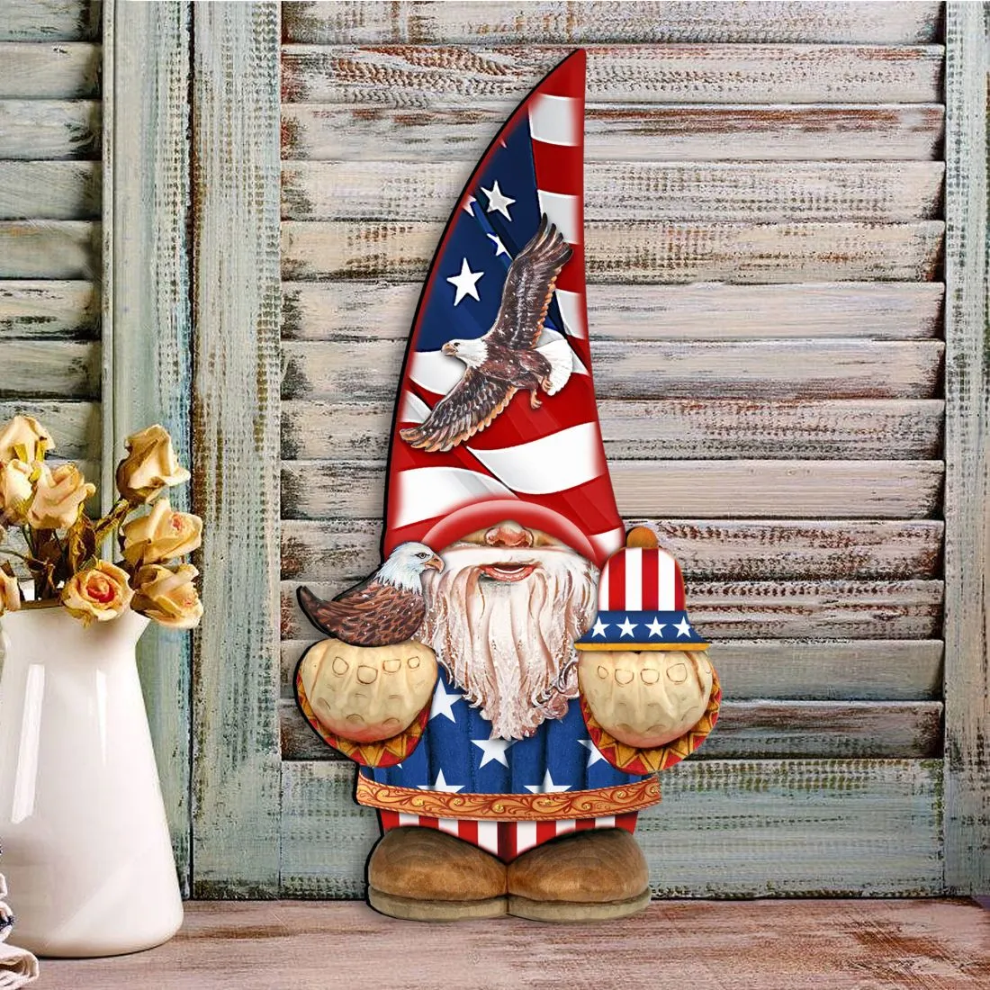 Americana Gnome Holiday Door Decor by G. DeBrekht - American Christmas Decor - 8611015H