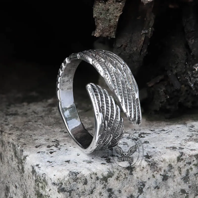 Angel Wing Stainless Steel Ring