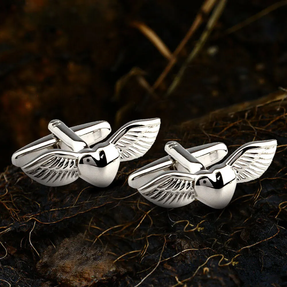 Angel Wings Brass Bullet Back Cufflinks