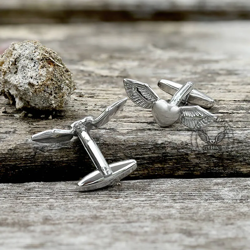 Angel Wings Brass Bullet Back Cufflinks