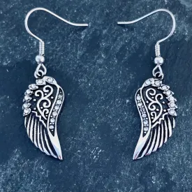 Angel Wings Mini Earrings - Silver Bling  French wire- SK2294E