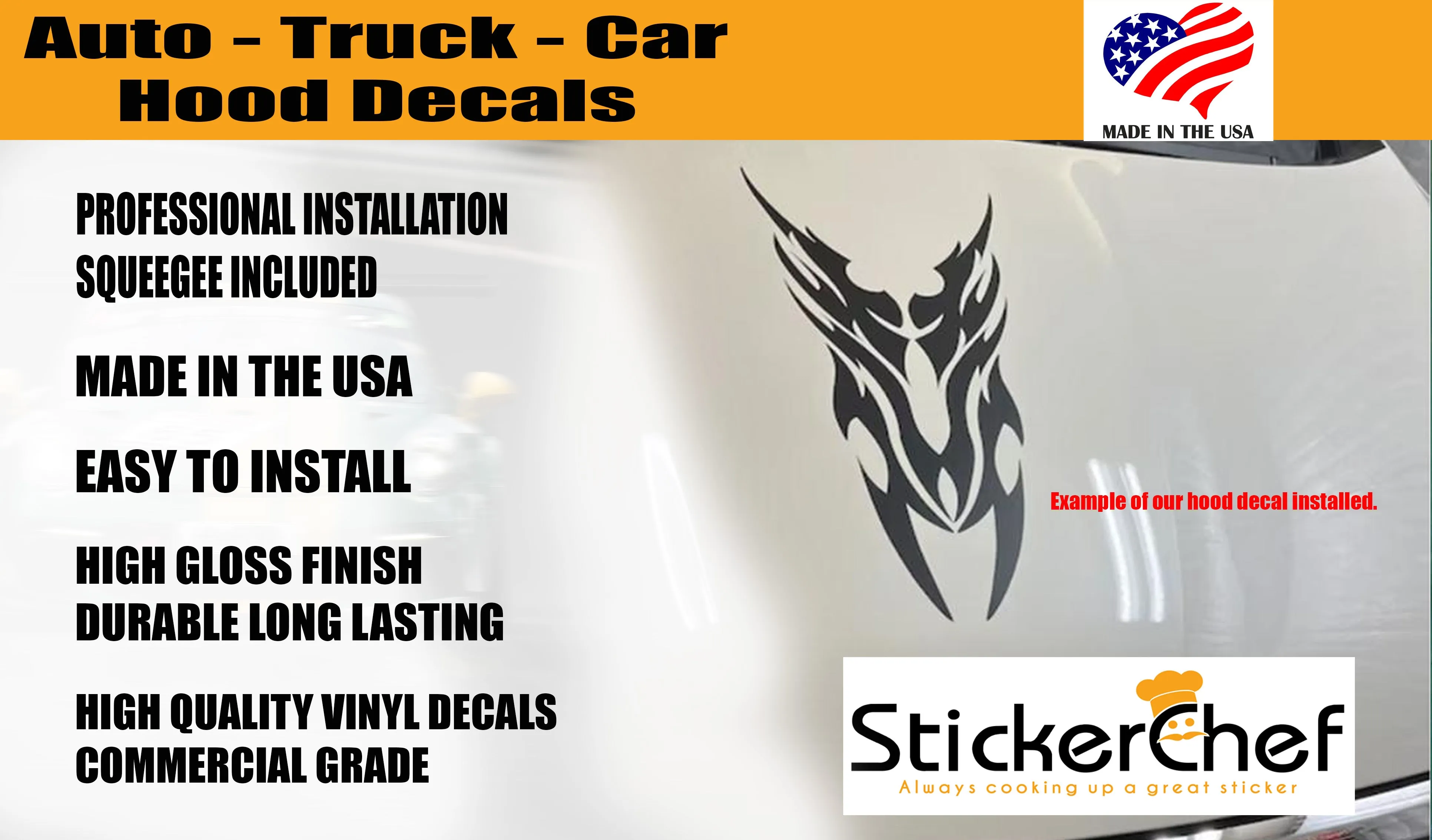 Auto Truck Car Hood Flames  Graphics Decals HH05