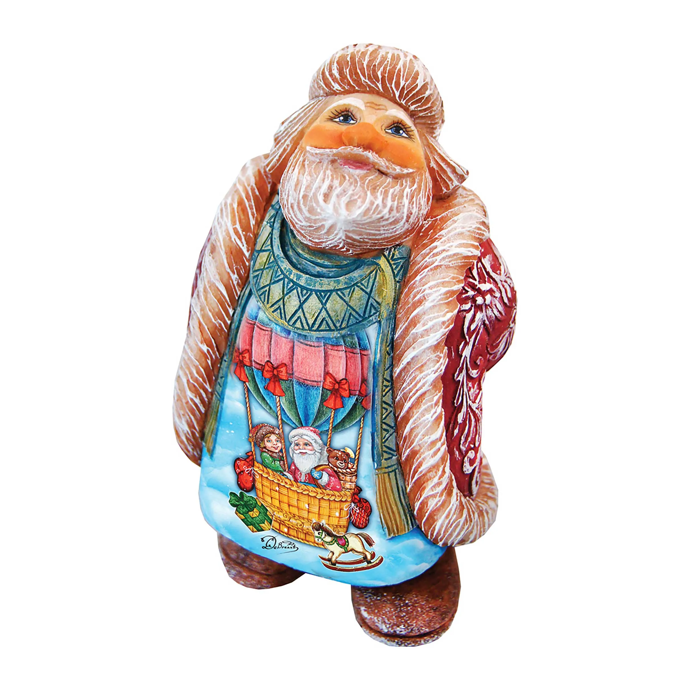 Balloon Ride Santa Handcrafted Christmas Figurine| G. DeBrekht - Christmas Santa Snowman Décor - 534513