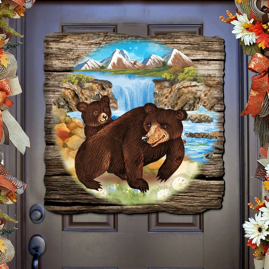 Bear Cabin Wildlife Door Decor| G. DeBrekht - Wildlife Holiday Decor - 8114081H