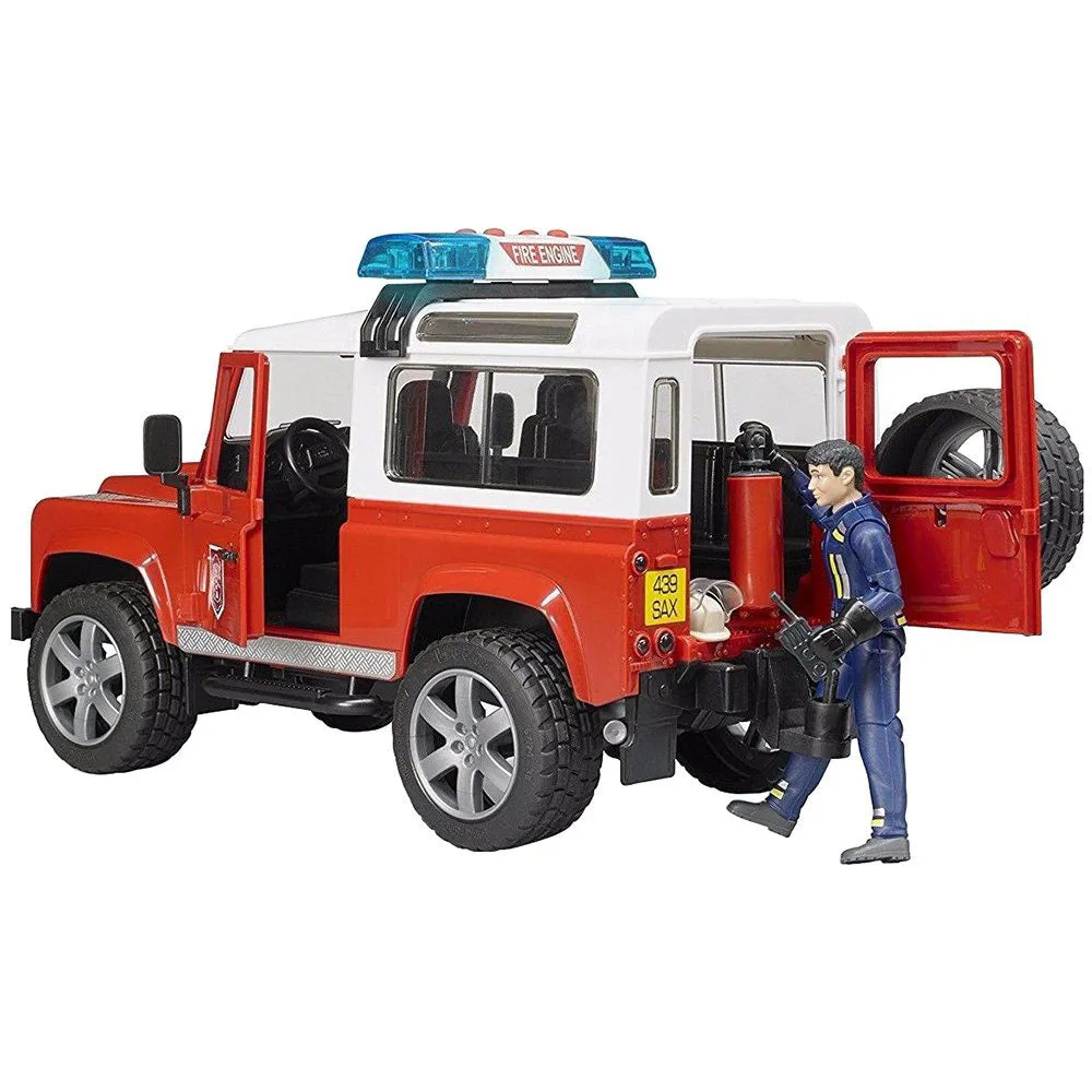 Bruder Land Rover Fire Department vehicle with fireman