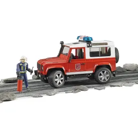 Bruder Land Rover Fire Department vehicle with fireman