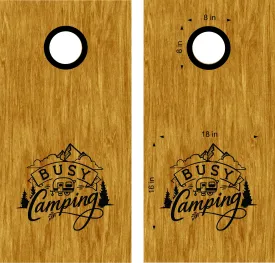 Busy Camping Adventure Cornhole Board Decals Sticker CAMP05