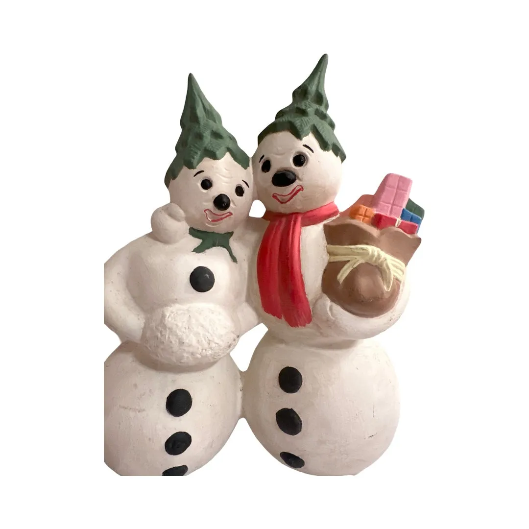 Ceramic Mr. and Mrs. Snowman Figure