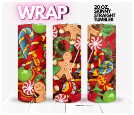 Christmas Collage - Digital tumbler wrap for 20 oz skinny straight tumbler