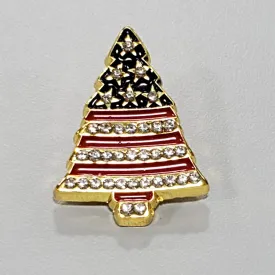 Christmas Tree Pin with Rhinestones Lapel Pin