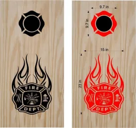 Cornhole Boards Decals Flames Fire Dept Firemen Firefighter Sticker Game Custom Text