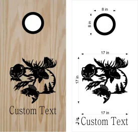 Cornhole Boards Decals Moose Wolf Fish Set Boards Bean Bag Toss Sticker