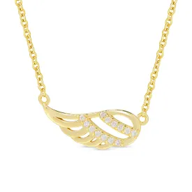 CZ Angel Wing Necklace in 18k Gold over Sterling Silver