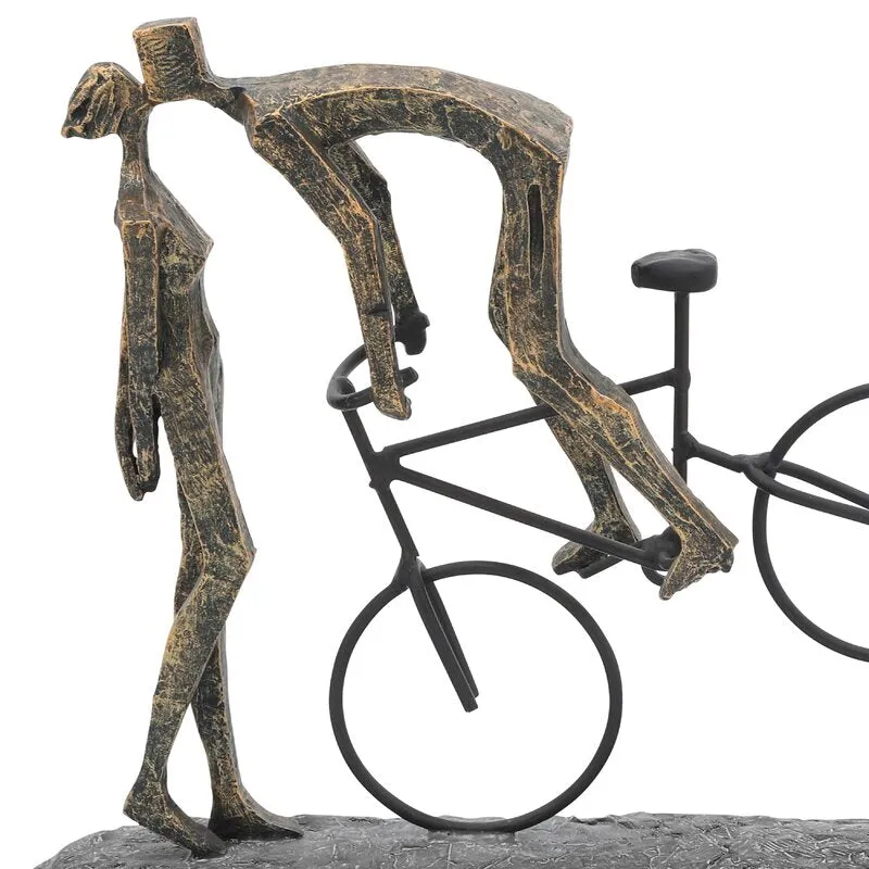 Dorulom Man on Bicycle Kissing Woman Polyresine Figurine