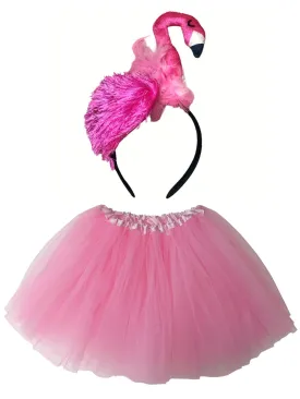 Flamingo Costume Pink - Complete Kids Costume Set with Tutu and Headband