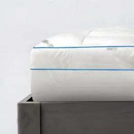 Gel Mattress Topper 8cm Thickness - 200x200cm White with Blue Cord