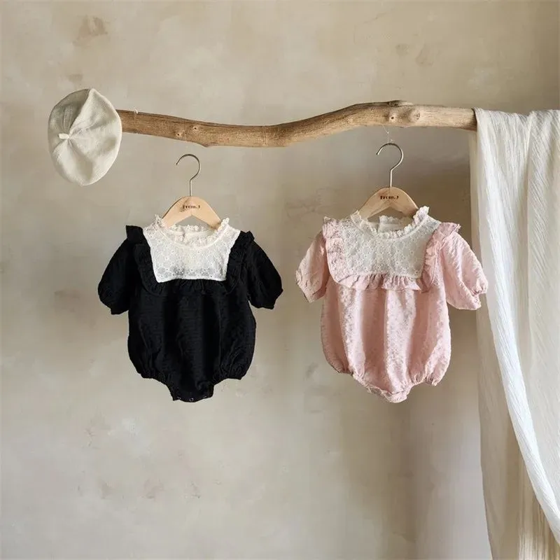 Girls Lace Ruffle Collar Onesie